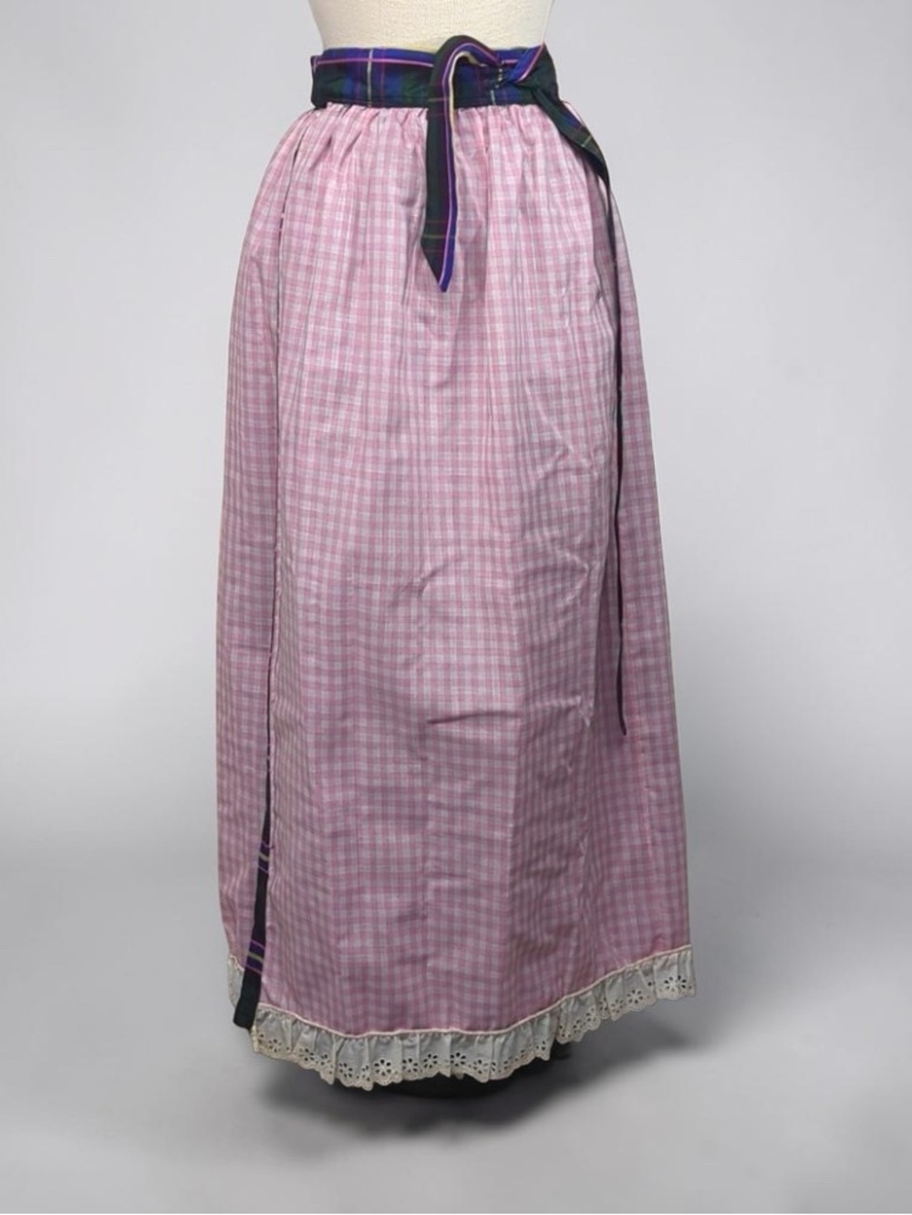 Ellen Tracy Plaid Tartan Silk Taffeta Midi Skirt Waist Tie - Sz M - Picture 6 of 7